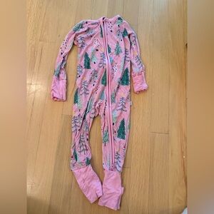 Little Sleepies Pink and Green Tree Patterned Footie